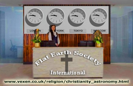 Flat Earth Society International - all of the wall clocks across the world have exactly the same time